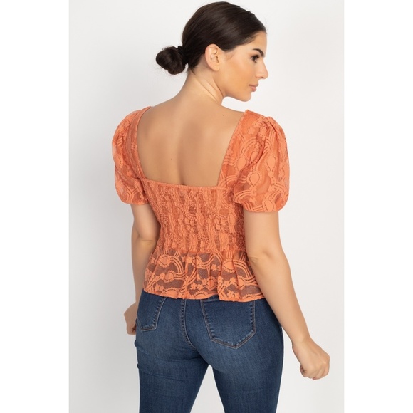 Sheer Lace Sweetheart Flounce Top - Picture 5 of 6